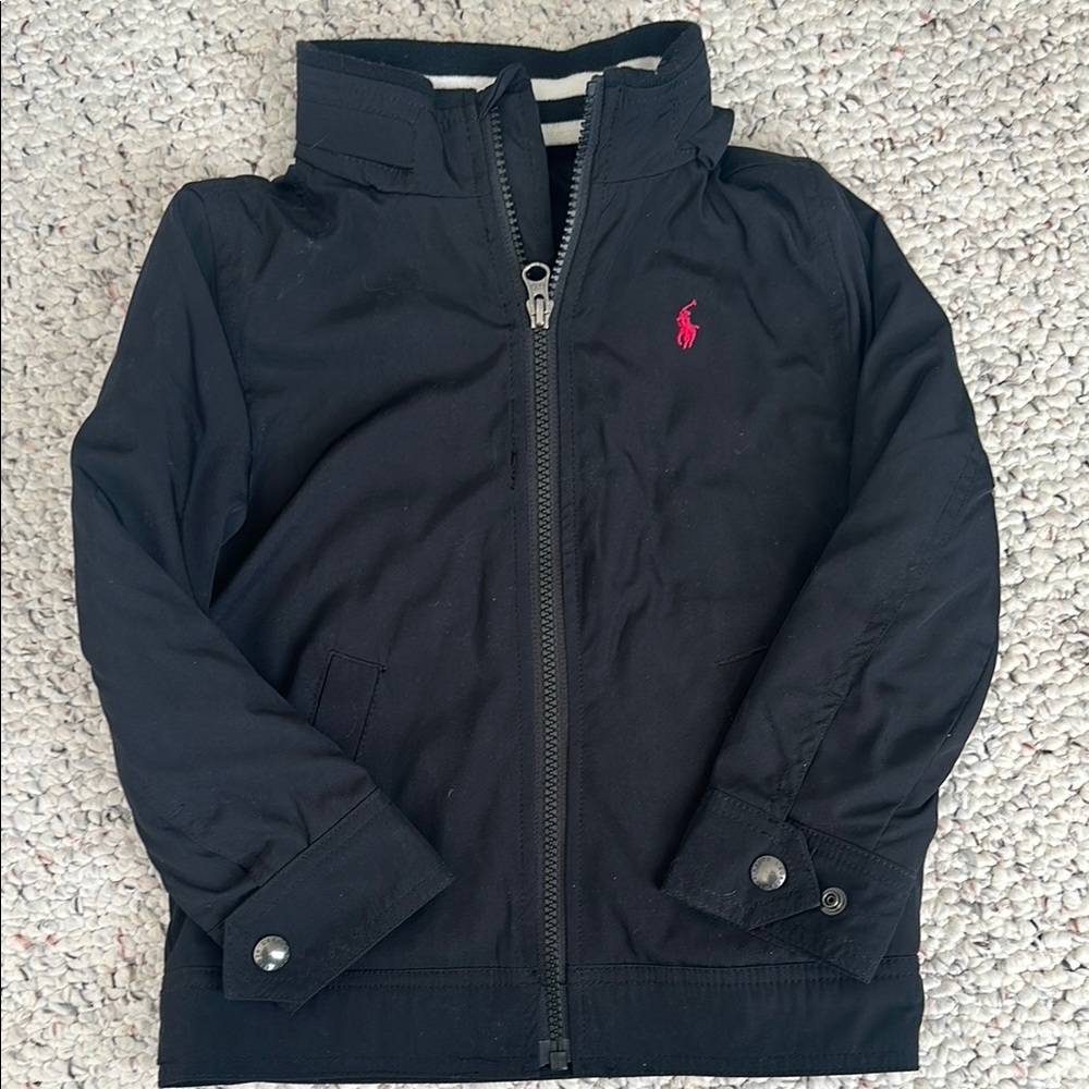 Girls Polo Ralph Lauren Black Mid-weight Jacket with Pink Logo